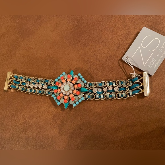NWT 🎉Host Pick🎉 Zoe + Syd stunning bracelet- turquoise, coral and rhinestones - Picture 3 of 7